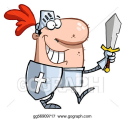 Vector Art - Smiling knight with sword . EPS clipart ...