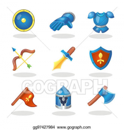 Stock Illustration - Knight weapon cartoon icons set ...