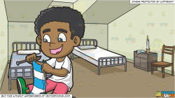 clipart #cartoon A Happy Black Boy Knitting A Scarf and ...