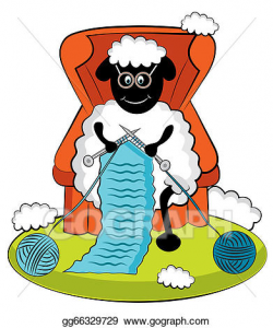 Vector Stock - Cartoon knitting sheep. Clipart Illustration ...