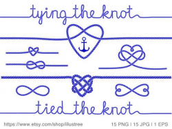 Tying the knot, wedding invitation, nautical clip art, rope heart, anchor,  navy blue, commercial use, JPG, PNG, vector EPS, instant download