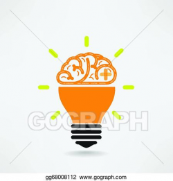 Clip Art Vector - Creative brain symbol, creativity sign ...