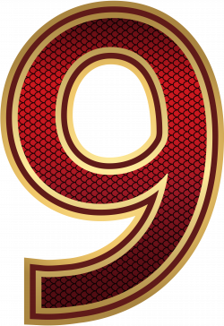 Red and Gold Number Nine PNG Image | Gallery Yopriceville - High ...