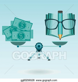 Vector Illustration - Dollar bills, an open book, glasses ...