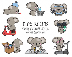 Premium Vector Clipart - Kawaii Koala - Cute Koala Planning ...