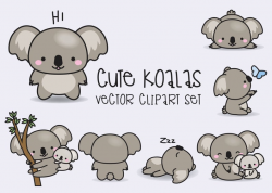 Premium Vector Clipart - Kawaii Koala - Cute Koalas Clipart Set - High  Quality Vectors - Instant Download - Kawaii Clipart