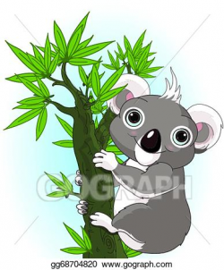 EPS Illustration - cute koala on a tree. Vector Clipart ...