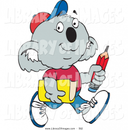 Clip Art of a Cute Koala School Boy Carrying a Pencil and ...