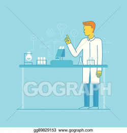 Clip Art Vector - Male scientist working in the lab. Stock ...