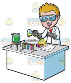 A Happy Scientist Mixing Chemicals