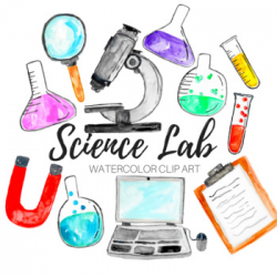 Watercolor Science Lab Clip art Set
