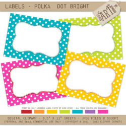 Printable Labels - Bright Polka Dots / address labels / name ...