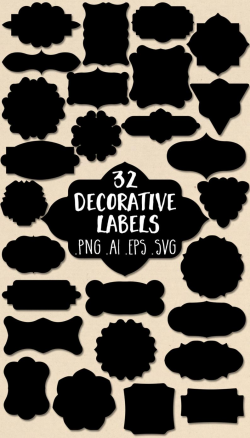 Vector Label Clipart: Labels Clip Art, Decorative Label Clipart, Badge  Clipart, Badge Clip Art, Black Label Images, White Digital Labels