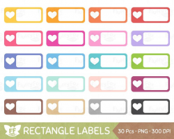 Rounded Rectangle Label Clipart, Frame Clip Art, Cute Blank Box Tag Shape  Template Rainbow Heart Icon Graphic PNG Download, Commercial Use