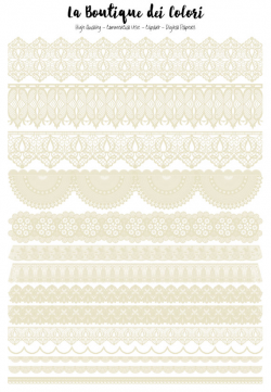 32 Cute Cream and Ecru Lace Borders Clip Art Pack Printable ...