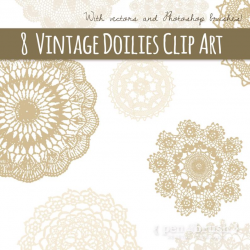 Vintage Lace Doilies Clipart, Sepia Doily Graphics, Cream, Tan, Lace  Clipart, Doily, Clip Art, PNG, Vector, Scrapbooking, Digital Download