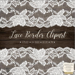 Wedding Lace Clipart. Rustic Lace Border Clip Art. Shabby ...