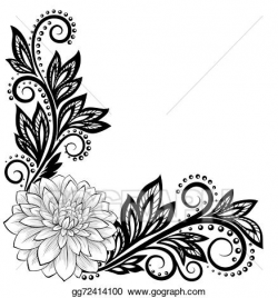 Vector Art - Monochrome black and white lace flower in the ...