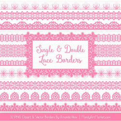 Pink Lace Borders Clipart & Vectors - Pink Lace Borders, Pink Vector Lace  Borders