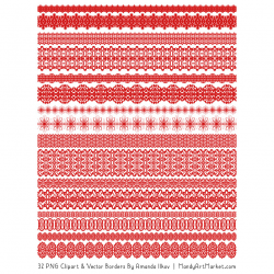 Red Digital Lace Borders Clipart