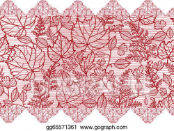 Vector Clipart - Red lace flowers horizontal seamless ...
