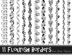Instant Download 11 Black Flourish Border Clipart Swirl Border Clip Art  Black Lace Border Clip Art Scrapbooking Border Page Border 0218