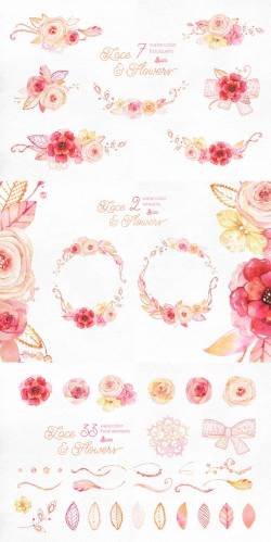 Lace & Flowers – Floral Clipart in 2019 | Fonts | Deco