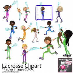 Lacrosse Players and Coach Sport Clip Art for PE