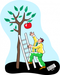 Entrepreneur Climbs Ladder to Reach Apple - Vector Image