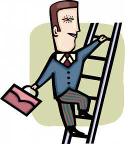 Entrepreneur Climbs Ladder to Success - Vector Image