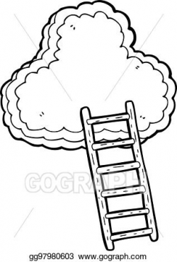 Vector Art - Black and white cartoon ladder to heaven. EPS ...