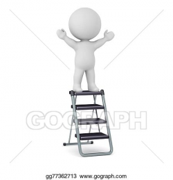 Stock Illustration - 3d character standing on step lader ...