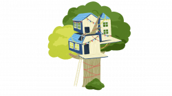 Treehouse Decorated With Colourful Flags transparent PNG - StickPNG
