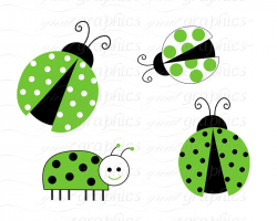 Printable ladybug clip art digital background green ladybug ...