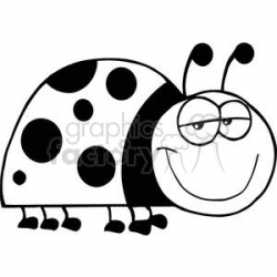 Black and White Happy Ladybug clipart. Royalty-free clipart # 379453