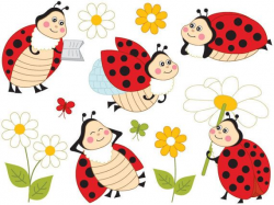 Ladybugs Clipart - Digital Vector Ladybird, Insect, Garden ...