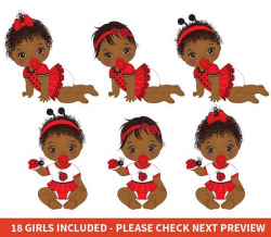 Ladybug Baby Girl Clipart - Vector Baby Clipart, African ...