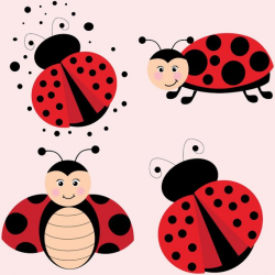 Ladybug clipart, cute ladybugs set, red frame png, birthday ...