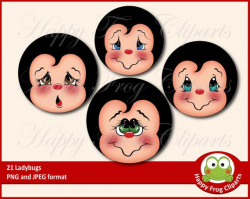 Ladybugs faces set - HFC 073 - Instant download, Clipart, Graphic,  Comercial Use