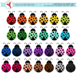 Rainbow Ladybugs Clipart Set - ladybirds, bugs, cute rainbow clip art,  insects - personal use, small commercial use, instant download