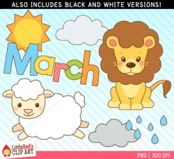 March Clipart - Lion and Lamb
