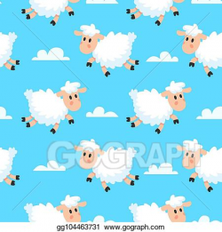 Vector Art - Happy sleeping sheeps fabric background. dreamy ...