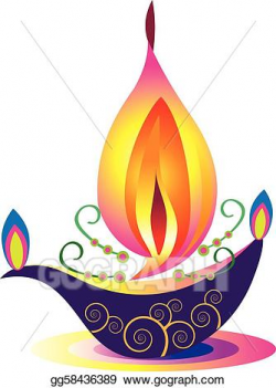 Vector Art - Indian oil lamp. Clipart Drawing gg58436389 ...