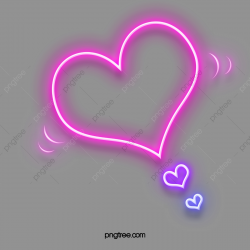 Pink Purple Heart Shaped Neon Effect Border Elements, Frame ...