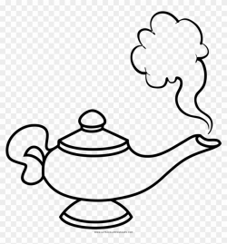 Genie Lamp Coloring Page - Aladdin Lamp Clip Art Black And ...