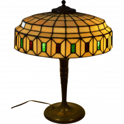 Lamb Brothers Stained Lead Glass Table Lamp SOLD | Ruby Lane
