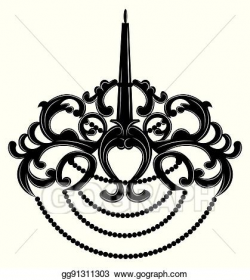 Vector Clipart - Baroque style wall lamp on white. Vector ...