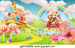 EPS Illustration - Sweet candy land. cartoon game background ...