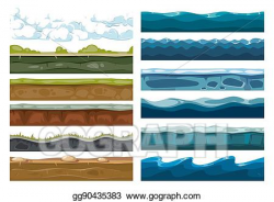 Vector Illustration - Set of landscape land, sea and cloud ...