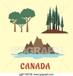 EPS Vector - Canadian nature and landscape flat icons. Stock ...